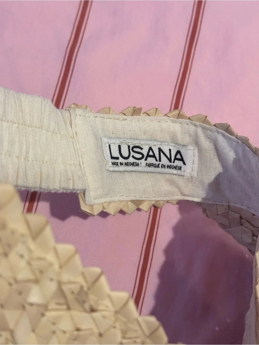 Lusana Beige Woven Straw Baha Visor